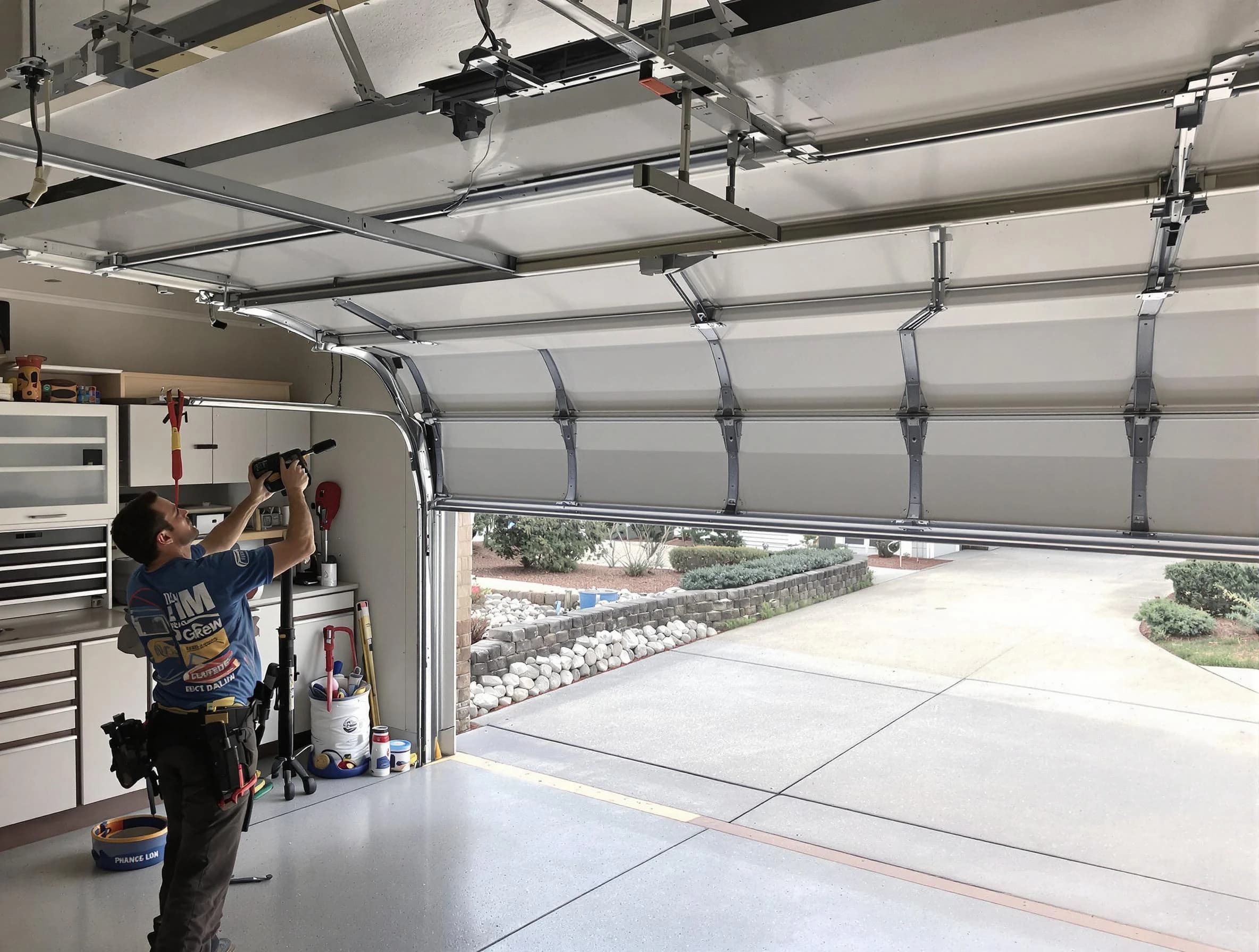 Garage door track repair service by Austell Garage Door Repair in Austell
