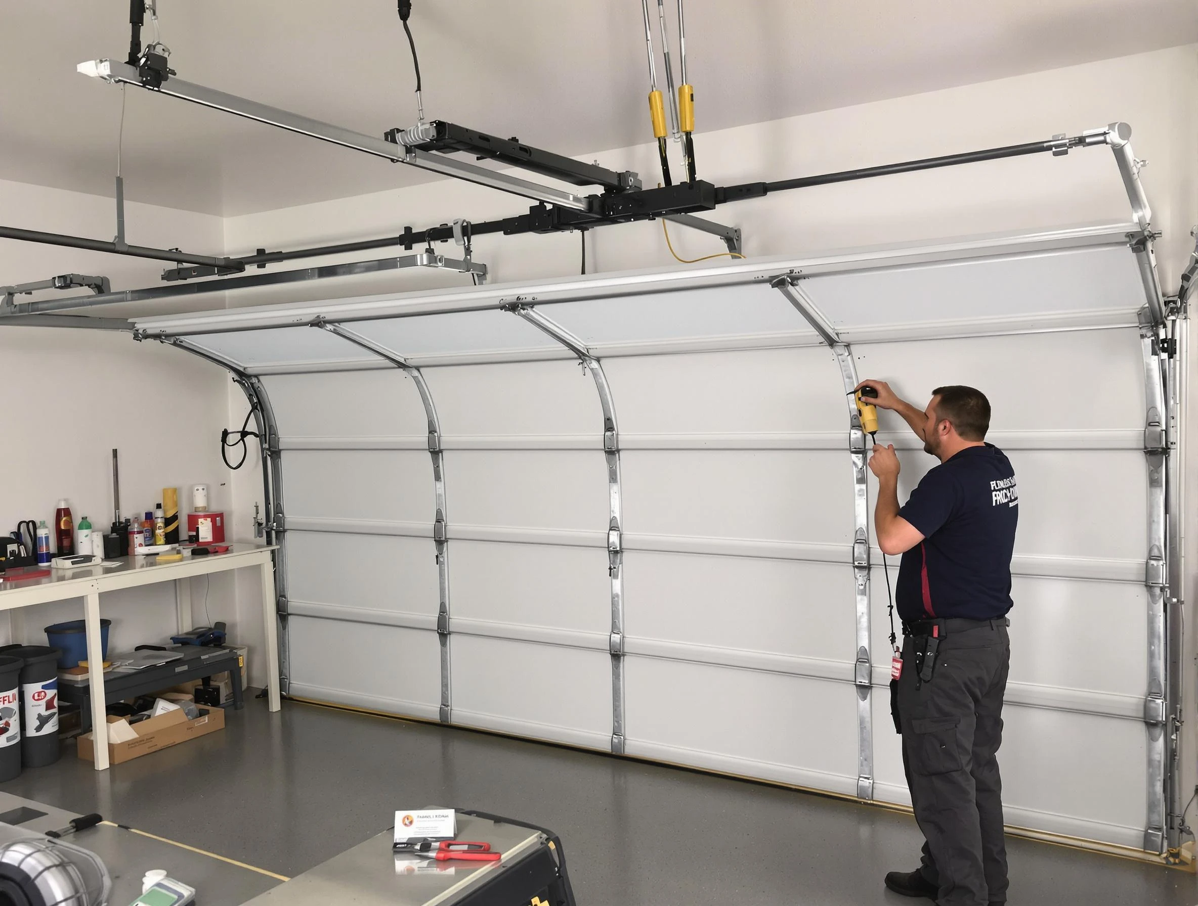 Austell Garage Door Repair certified technician performing overhead door system repair in Austell