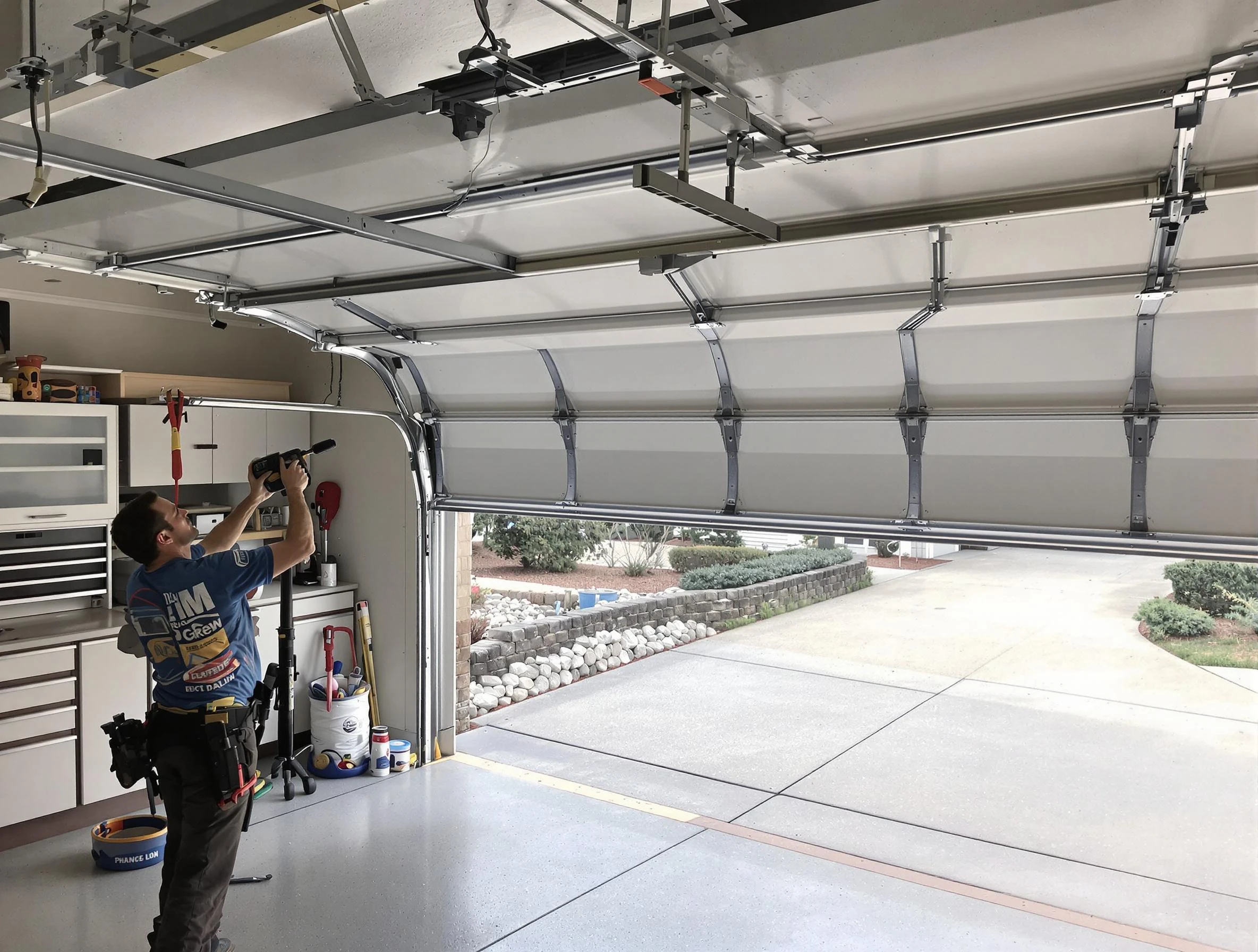 Garage door track repair service by Austell Garage Door Repair in Austell